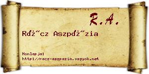Rácz Aszpázia névjegykártya